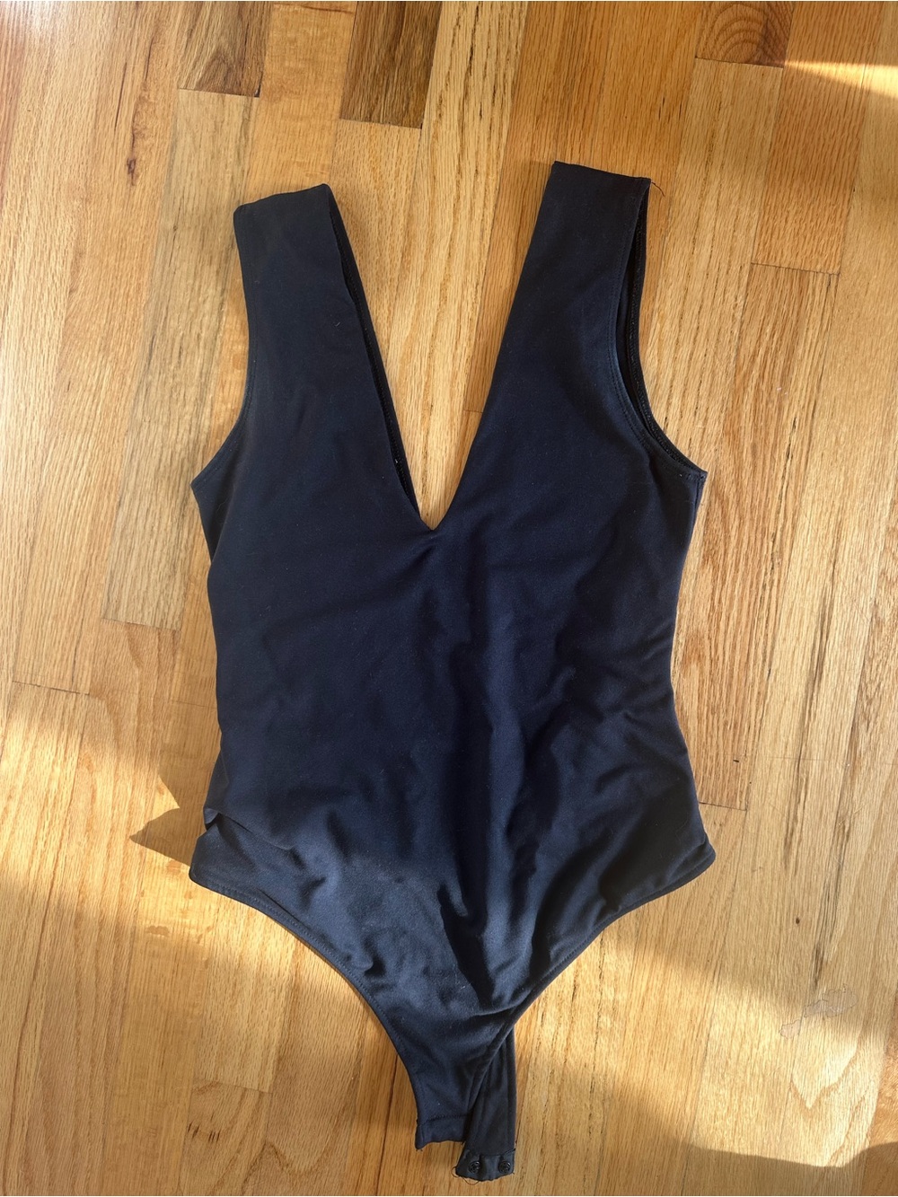 Free People Black Deep V Bodysuit